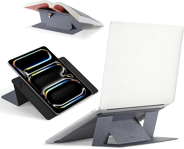 MOFT Invisible Laptop Stand for Desk, Stick-Free Tablet and Computer Stand with Dual-Angle, Foldable&Portable Laptop Riser Holder, Fits 7-11" Tablets&11-14" Laptops, Space Gray (Non-Adhesive
