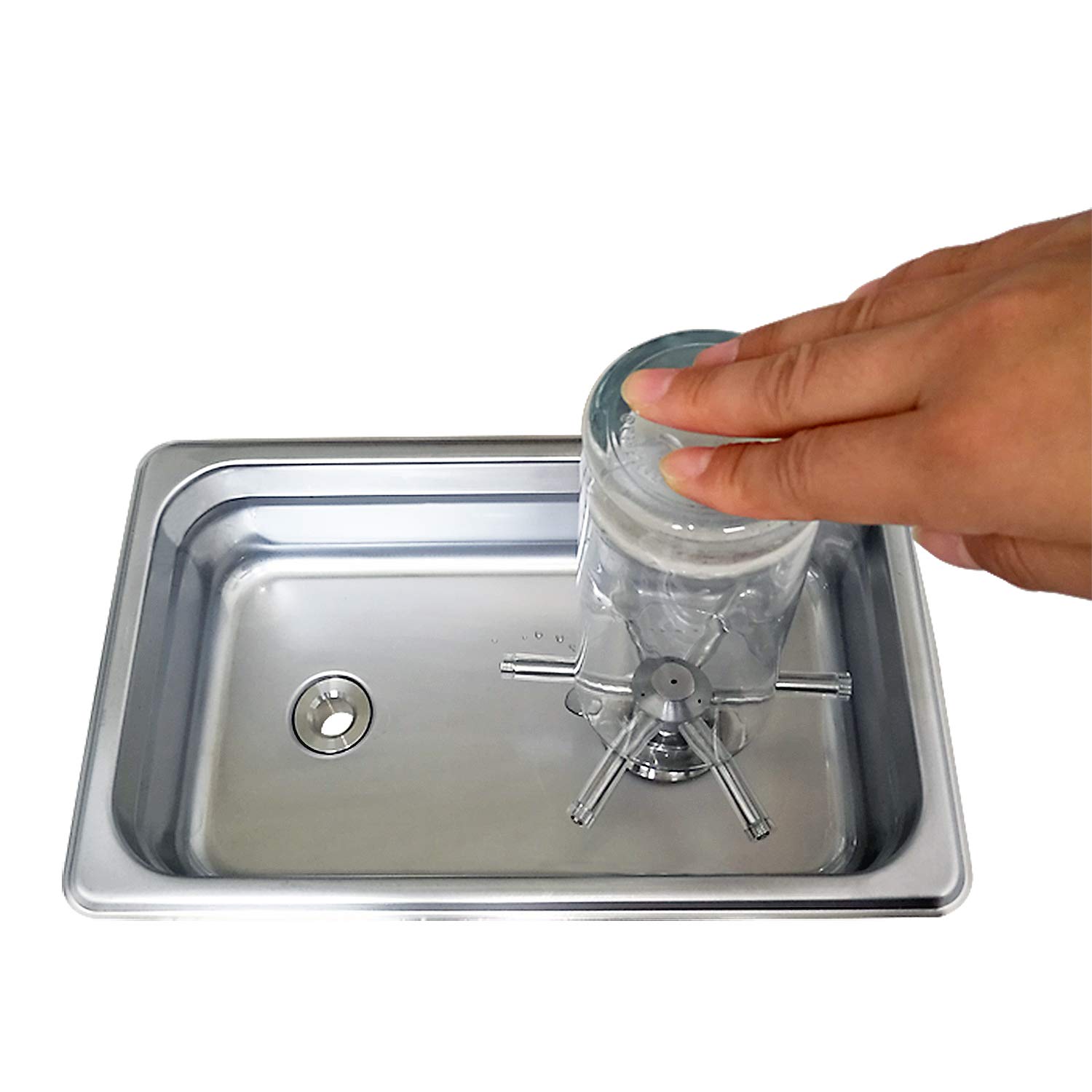 Pitcher Rinser Cup Wasmachine Glasreiniger 16,7 x 8,9 x 3 Pitcher Rinser met Side Spray Roestvrijstalen Automatische Cup Wasmachine Glass Rinser voor Hotel Bar Cafe Restaurant