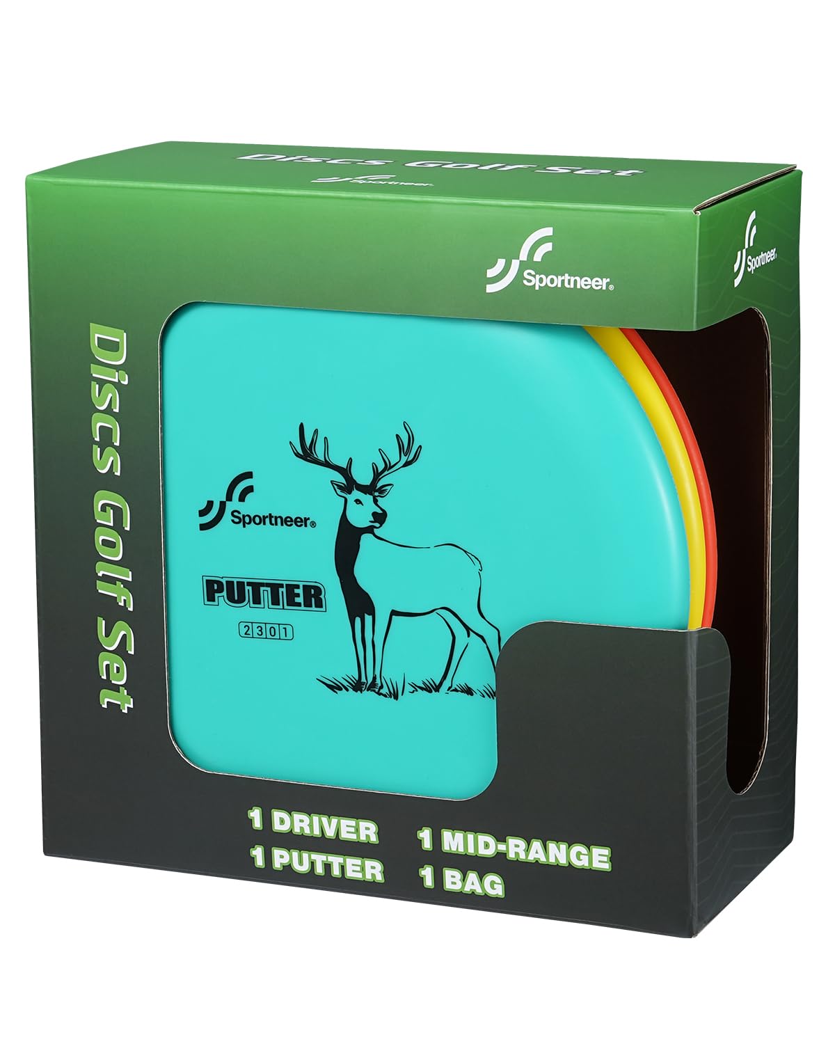 Sportneer Juego de discos de golf 3 piezas con putter, rango medio, driver, mini marcador y bolsa portátil