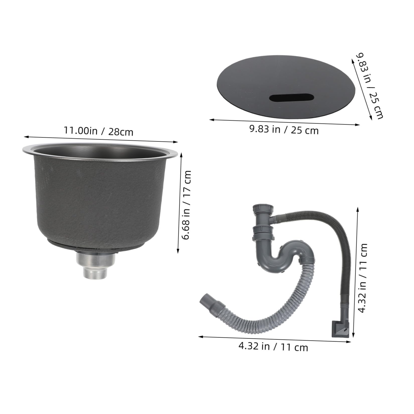 Alipis Fregadero Mini Tamaño 30x28x17 Cm de Acero Inoxidable 304 Redondo con Kit de Desagüe y Doble Instalación Flexible para Cocina Exterior y Camper