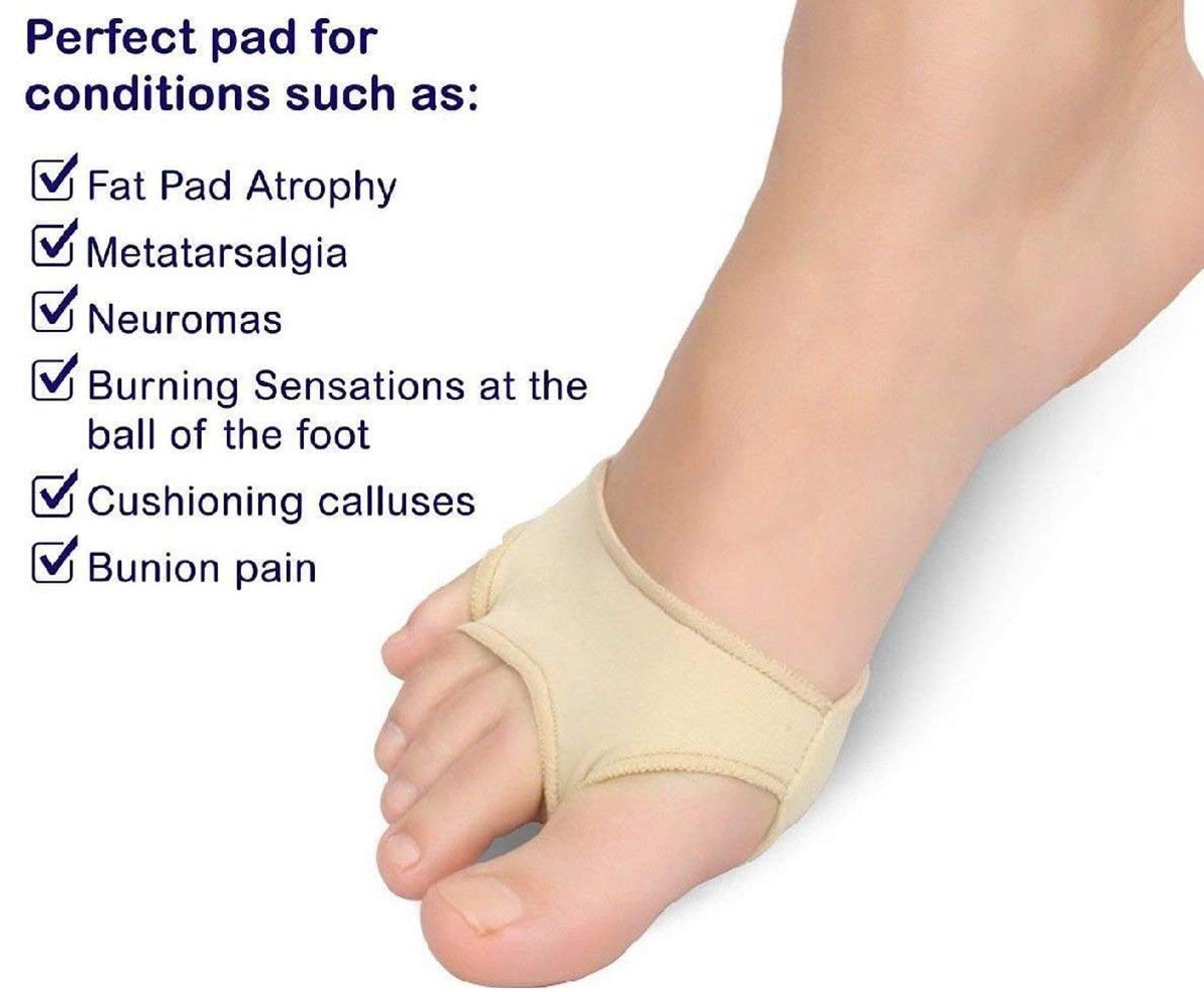 PEDIMENDTM Vorfußpolster für Metatarsal Mortons Neuroma Pad Schuheinlegesohle (2 Paar – 4 Stück) Absorbiert Stöße und Reibungen, elastische Fußmanschette für Damen und Herren