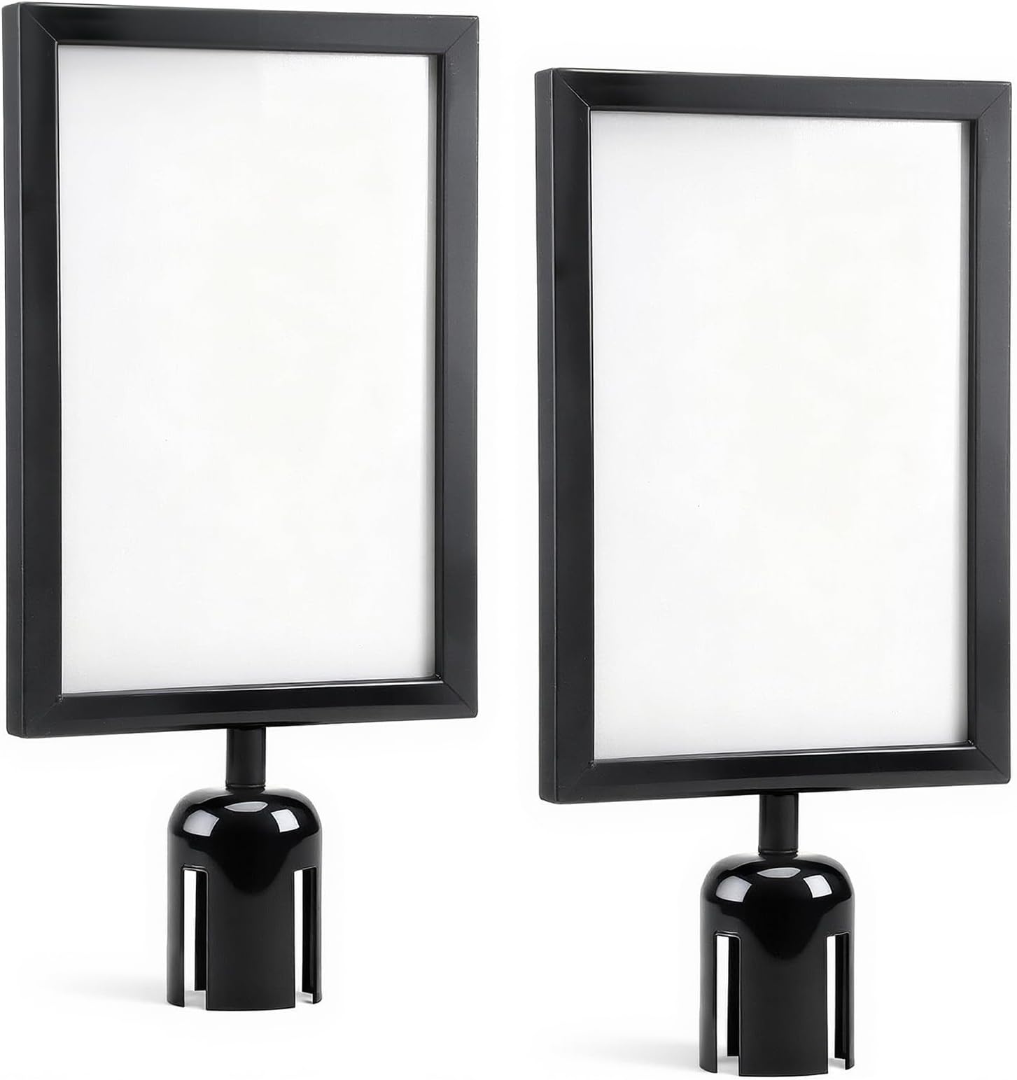 2 PCS Stanchion Sign Holder Frame for 8.3 X 11.7 Inches Paper Size Double Sided Sign Frame with Cover Stanchion Top Frames for Crowd Control Sentry Stanchions, Black