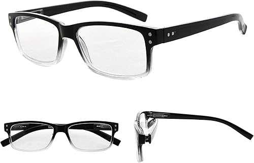 Miniatura 6 de 5 pares de anteojos de lectura con bisagra de resorte, lentes de lectura para hombres y mujeres, 5 negro
