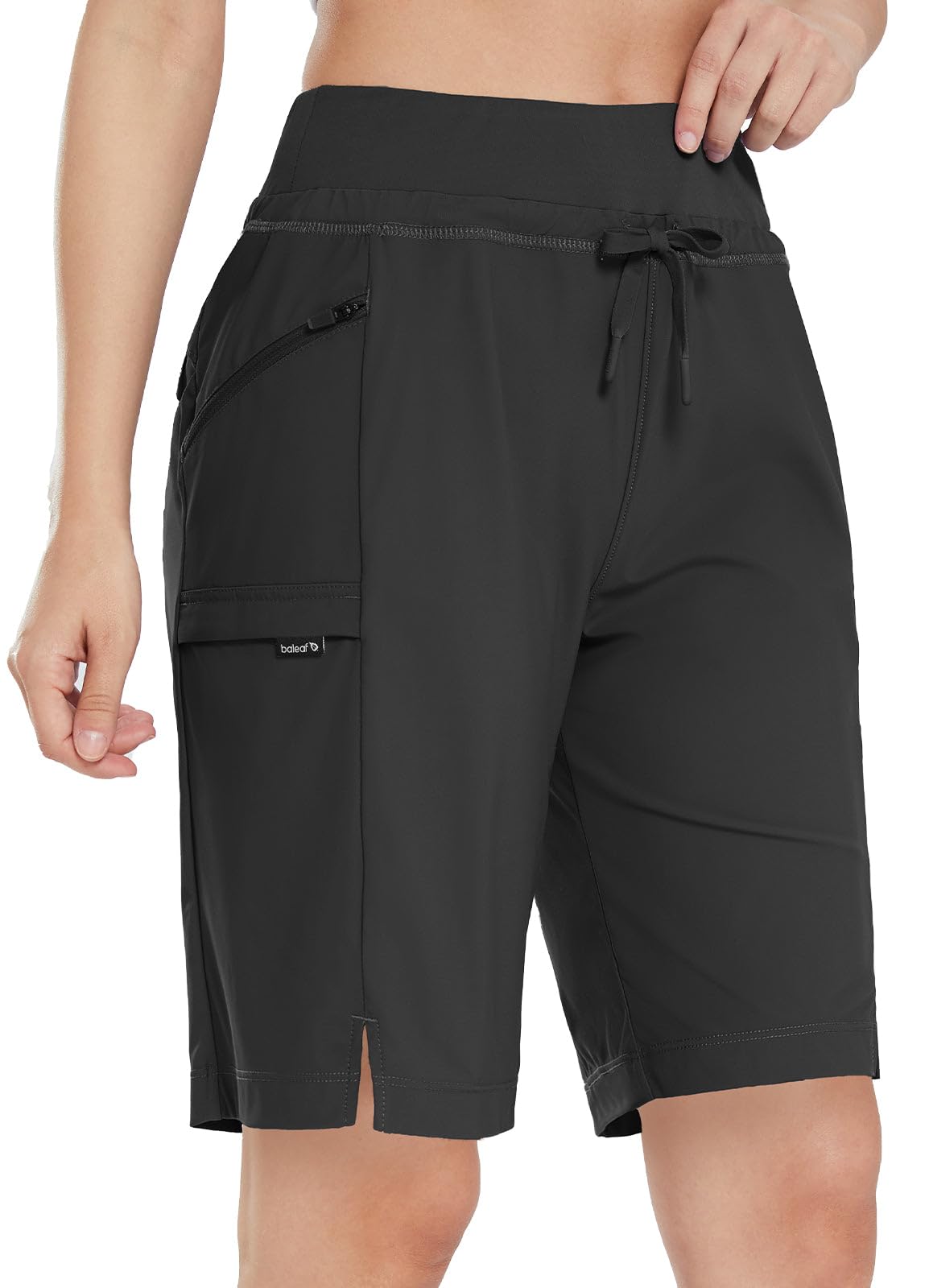 baleaf Women's Hiking Long Shorts 9"/11" Quick Dry Bermuda Cargo for Curvy Lightweight Pockets