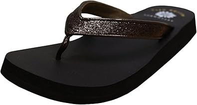 yellow box bronze flip flops