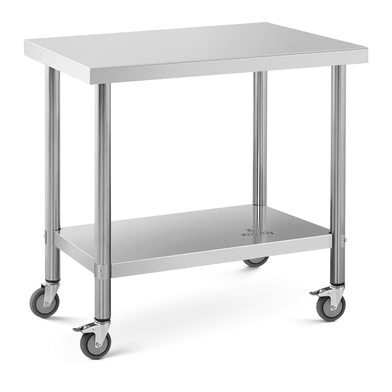 Royal Catering RCAT-90/60-W Edelstahltisch mit Rollen 60 x 90 cm 145 kg Tragkraft Arbeitstisch mit Rollen Arbeitstisch auf Rollen Arbeitstisch Rollen