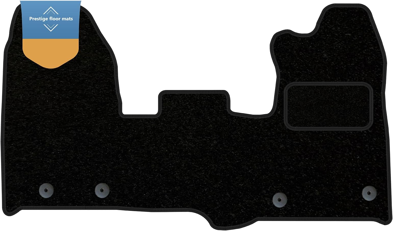 Prestige Mats Fully Tailored Van Floor Mat Fits Ford Transit Custom 2015-2023 - Black Carpet - Anti-Slip - Edged with Black Cloth Binding