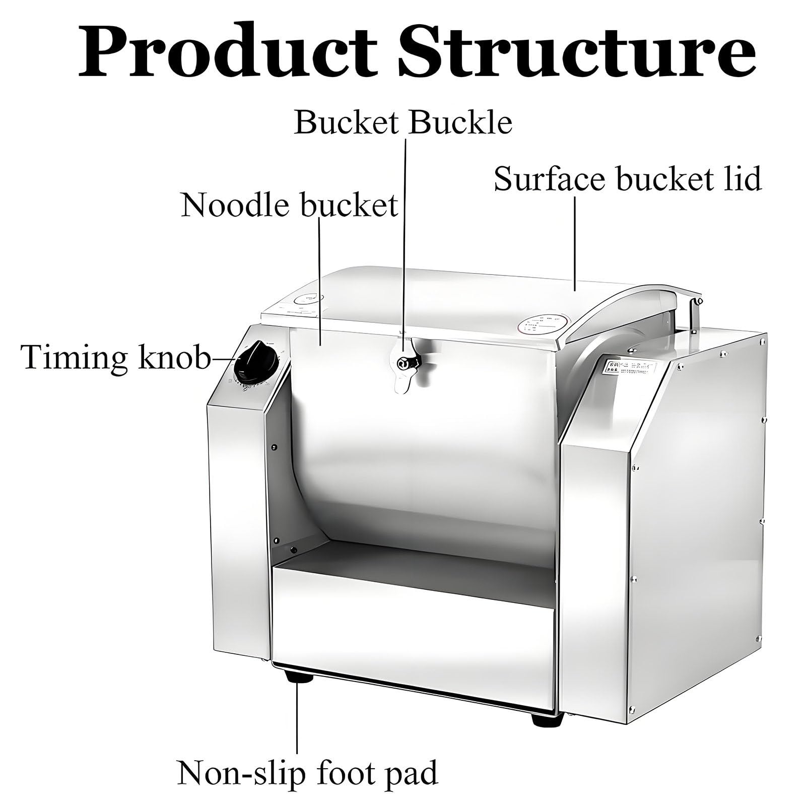 Impastatrice Professionale, Impastatrice Elettrica per Farina, Impastatrice Completamente Automatica, Impastatrice per Farina, Impastatrice in Acciaio Inox, per Preparare Pasta E Pizza 10kg