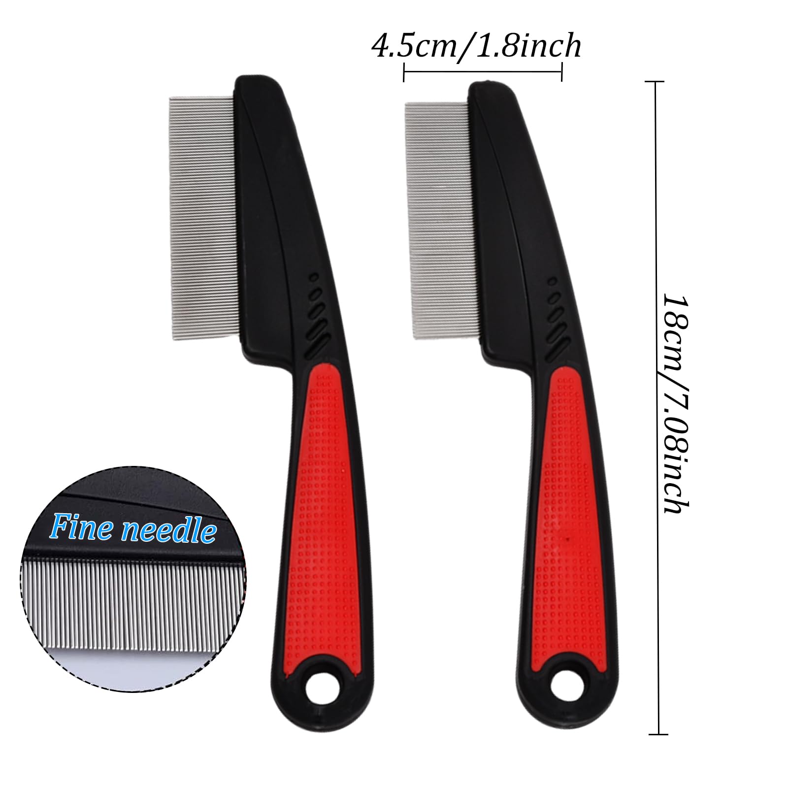 Peignes Anti-Puces pour chat chien, 2 PCS Peignes à Poux en Acier Inoxydable, Peigne à Dents Fines de Toilettage Animaux de Compagnie, Peigne de Nettoyage pour Oeuf de Puce/Poils Flottants/Tiques