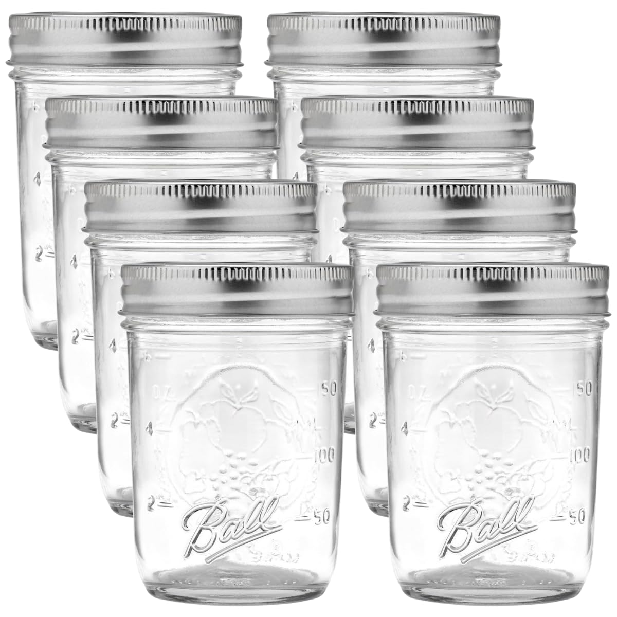 Ball Regular Mouth Glass Mason Jars with Lids and Bands, Used for Canning (Half Pint, 8 Ounce (Pack of 8))