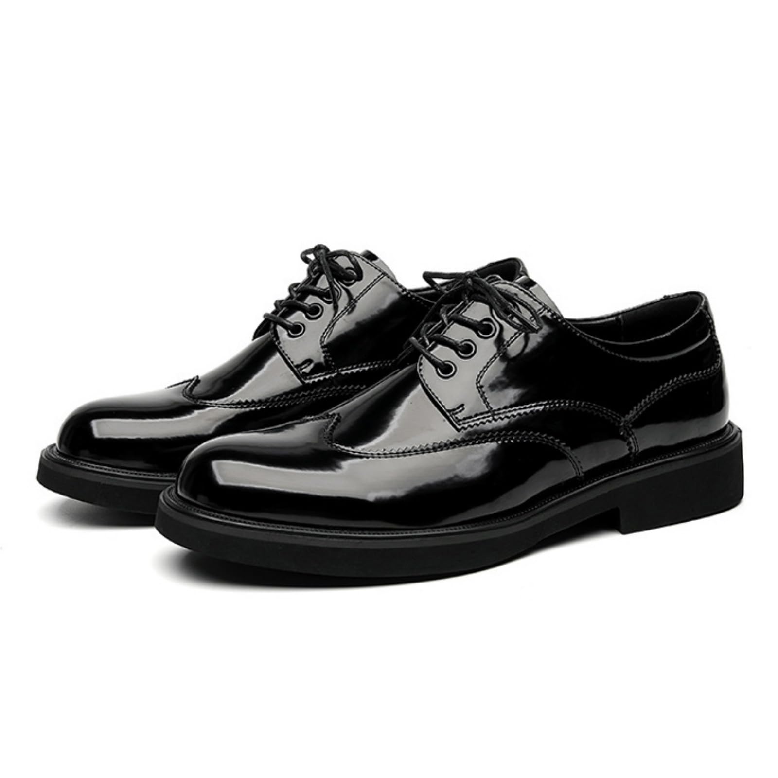 Męskie lakierowane skórzane buty wizytowe formalne buty biznesowe typu oksford sznurowane brogsy na wesele i codzienny spacer