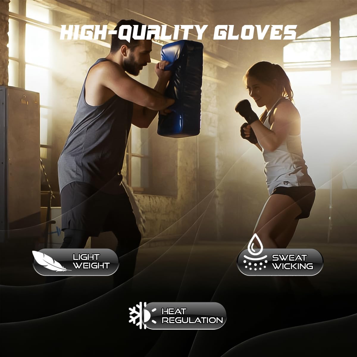 Guantes de Boxeo con Correas de 75 cm, Acolchado para Muay Thai, MMA, Kick Boxing