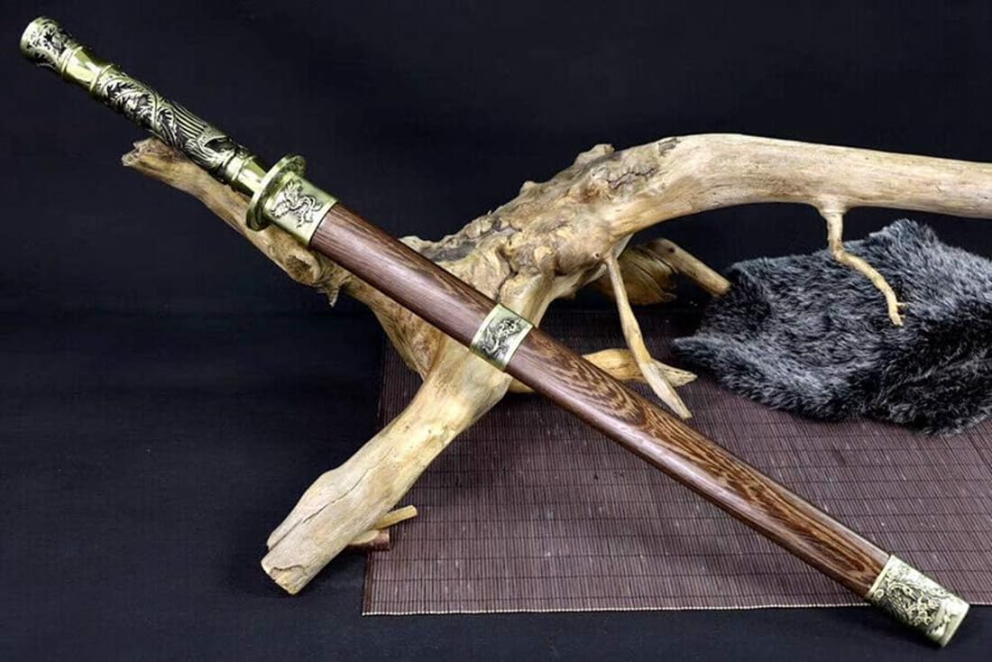 Metal Phoenix Handle Chinese Kungfu Dao Sword Sharp High Carbon Steel Dragon Blade Han Tang Saber Knife Wushu Battle Jian