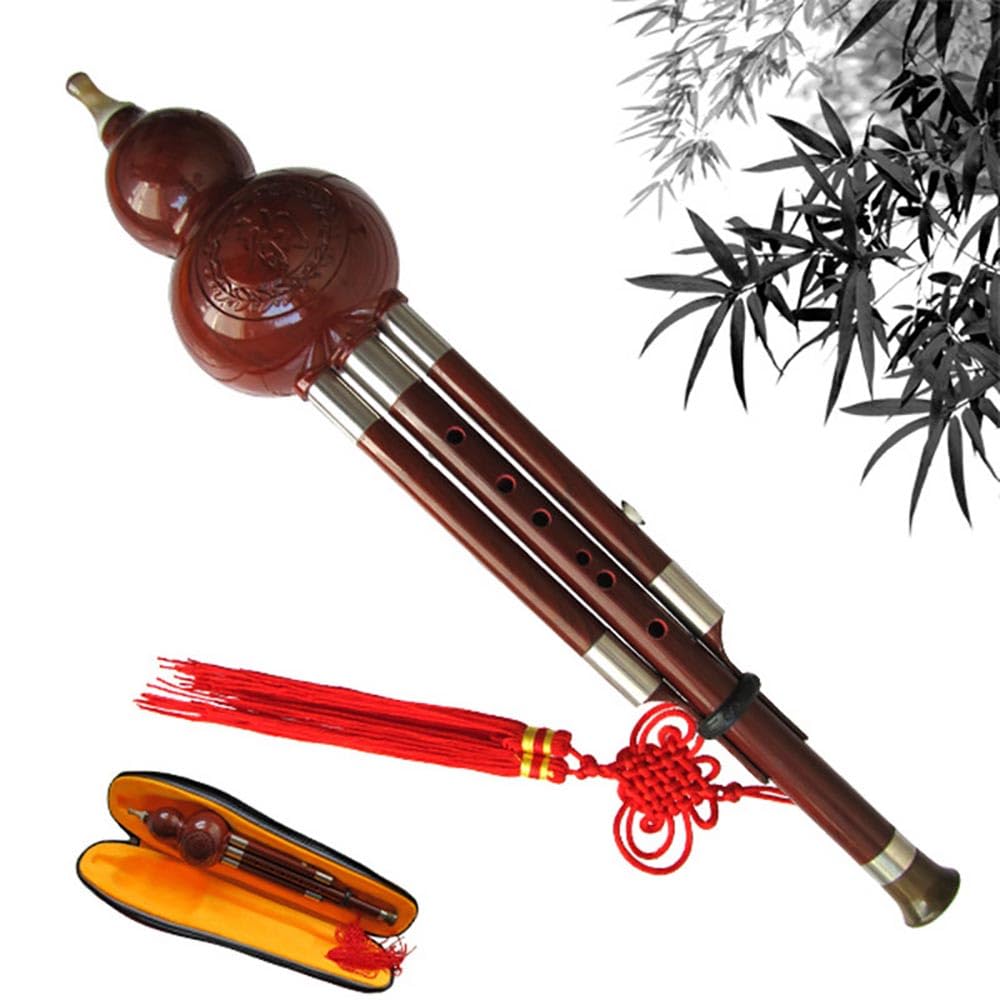 Hulusi - Flauta de calabaza y cucurbita, flauta Hulusi en clave Bb/C, instrumento de viento de madera para principiantes con caja de instrumentos de nudo chino