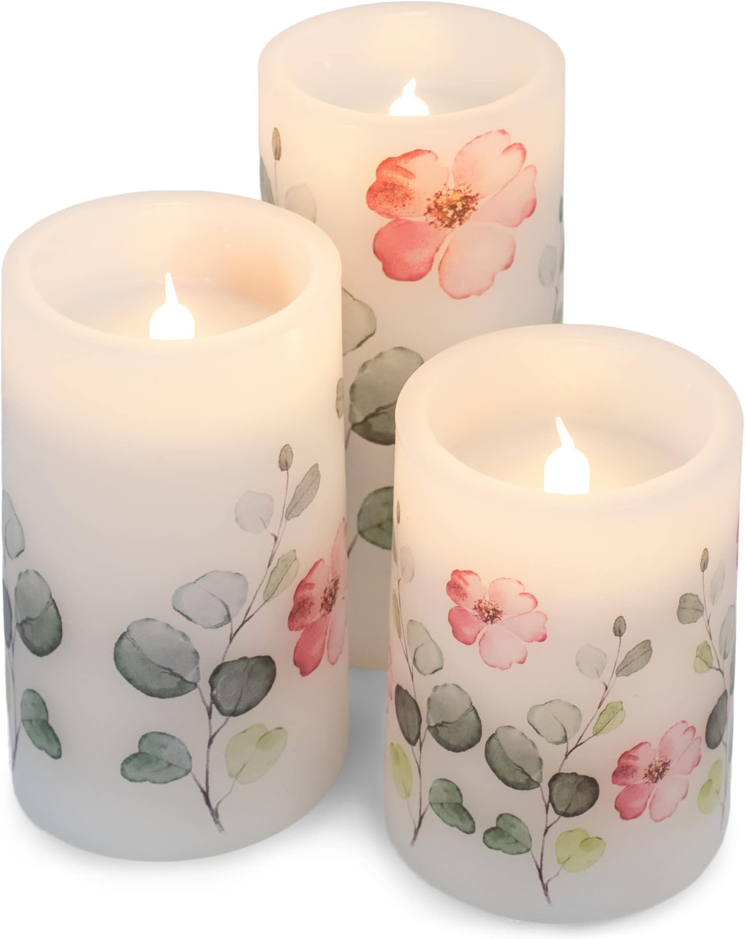 Creative CoOp Pillar Daisy Inlay and Timer, Multicolor LED