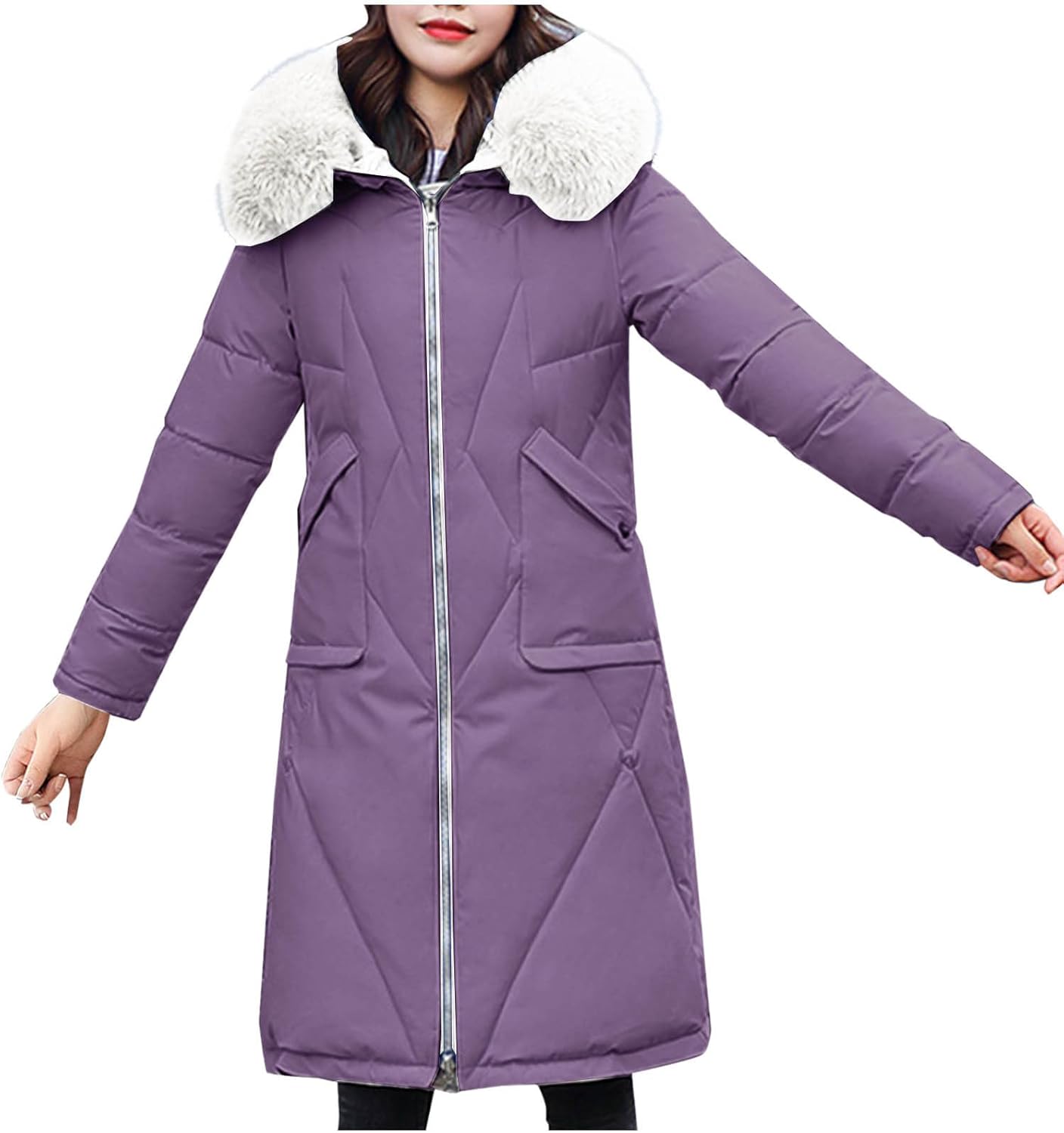 fartey Women's Winter Coats Quilted Warm Snow Puffer Jacket Thicken Heavyweight Hooded Maxi Parka Overcoats with Pockets