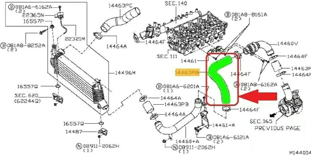 LLS-GERMANY Turboschlauch Ladeluftschlauch Kompatibel mit Nissan Navara D40 144635X00B 144635X02B