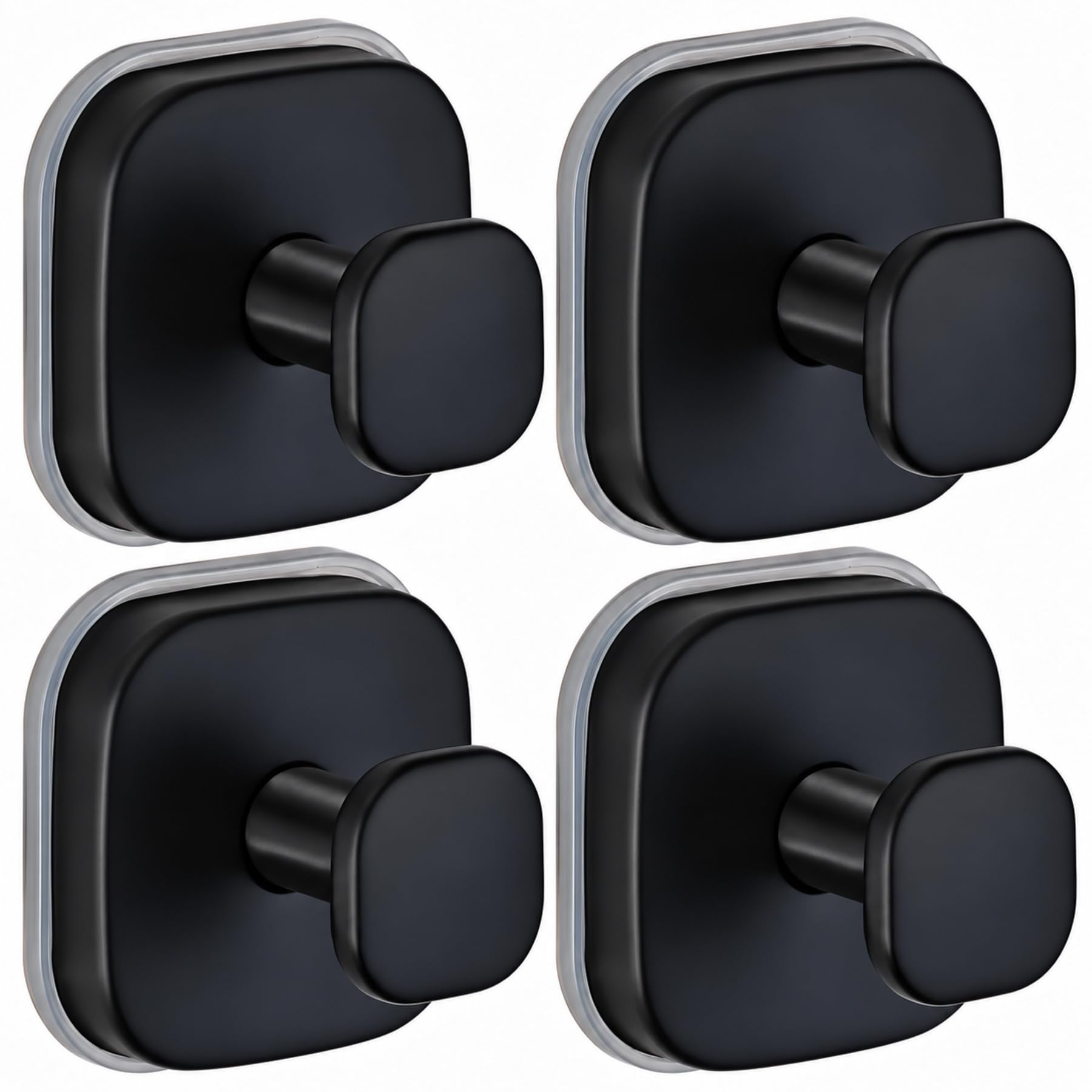Suction Cup Hooks for Shower, Bathroom Towel, Robe and Loofah Storage(4, Matte Black)