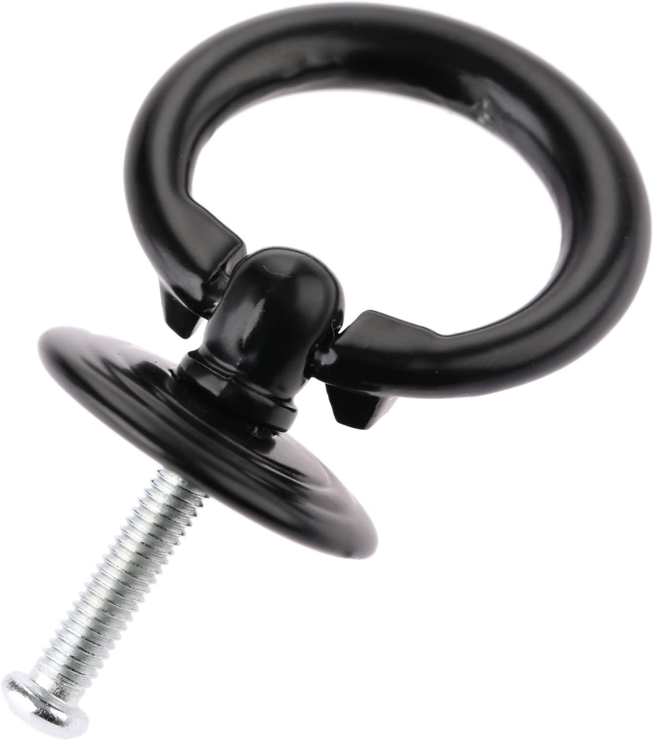 dophee 4 Pack Cabinet Pulls Handles, Vintage Drawer Ring Pulls Knobs for Dresser Cupboard Door Chest Bin Wardrobe Furniture Hardware 1.77"x1.34"- Black
