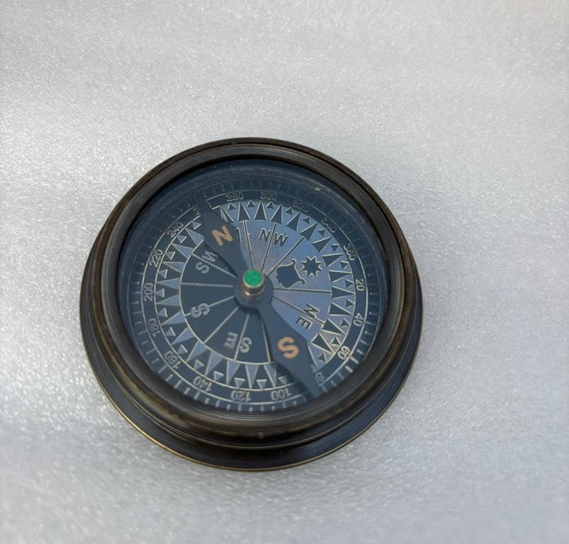 Antique Look Compass Nautical Brass Compass Compass Maritime Ship Decoration Navigation Brass Antique Style (Antique Two ton)-image-33