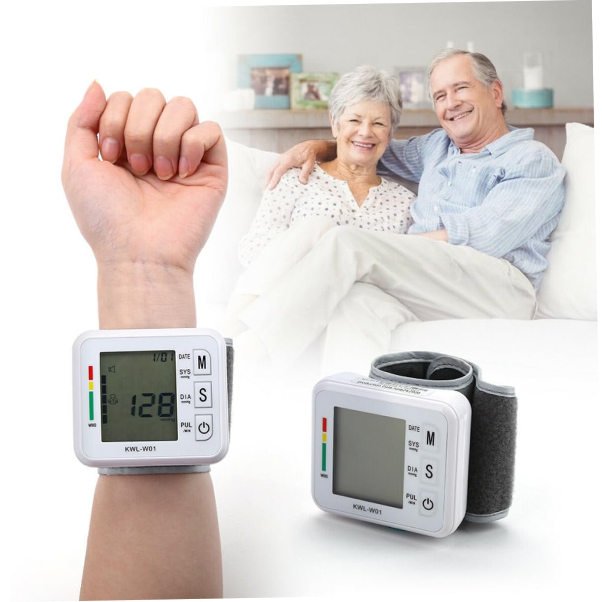 FRCOLOR 2sets Misuratore Di Elettronico Da Polso Con Voce Inglese Digitale Compatto Per Uso Domestico Display Lcd e Facile Lettura Classificazione Salute Inclusa