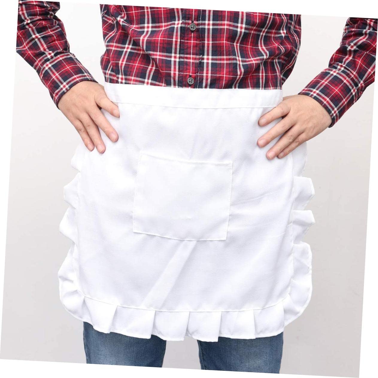 LIFKOME Delantal De Cintura Corta Con Bolsillos Delantal De Sirvienta Para Mujer es Para Asar Medio Unisex Traje es Con Bolsillos Disfraces