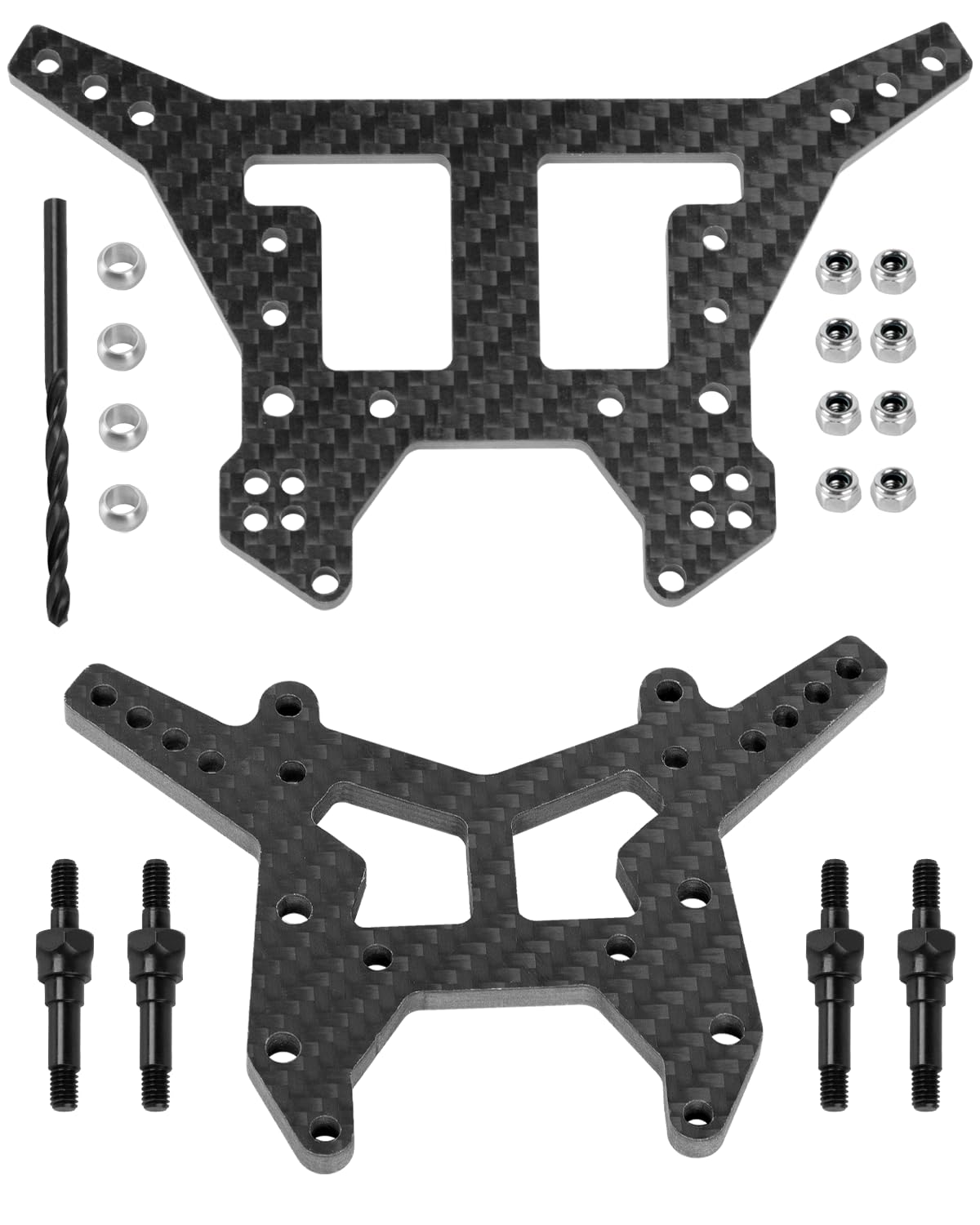 RCHuiWow RC Carbon Fibre Shock Towers & Shock Standoff Upgrades Part for 1/8 Kraton 6S BLX,Outcast 6S BLX,Notorious 6S BLX,Front Rear Shock Towers w/Shock Standoff Hops Up