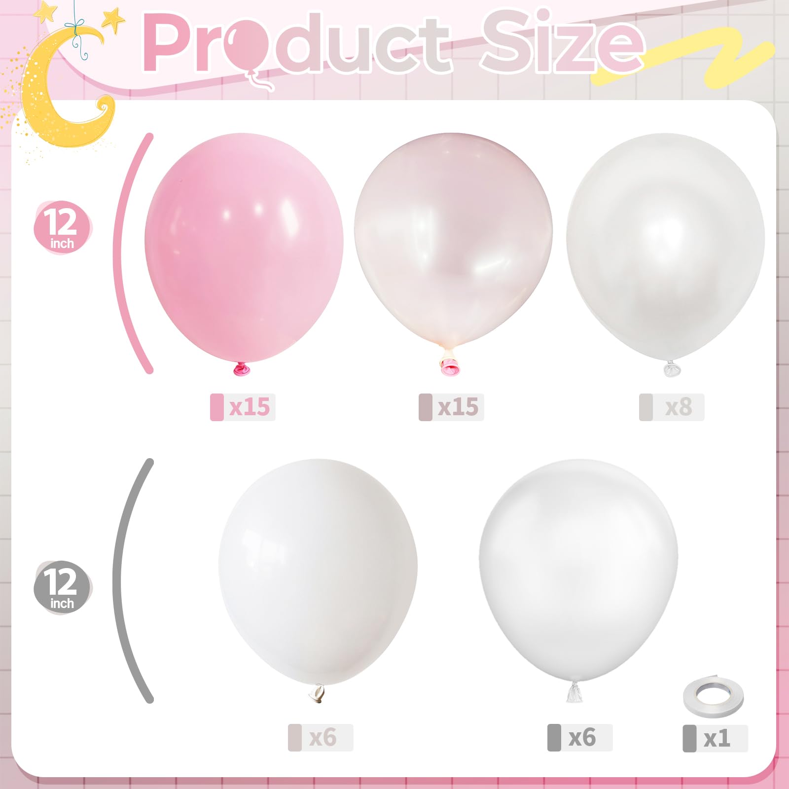 Różowe i białe balony, pastelowy różowy perłowy jasny biały przezroczysty balon z podwójnym wypchanym balonem lateksowym dla kobiet, przyjęcie urodzinowe, rocznicę ślubu, dekoracja baby shower, 50 szt