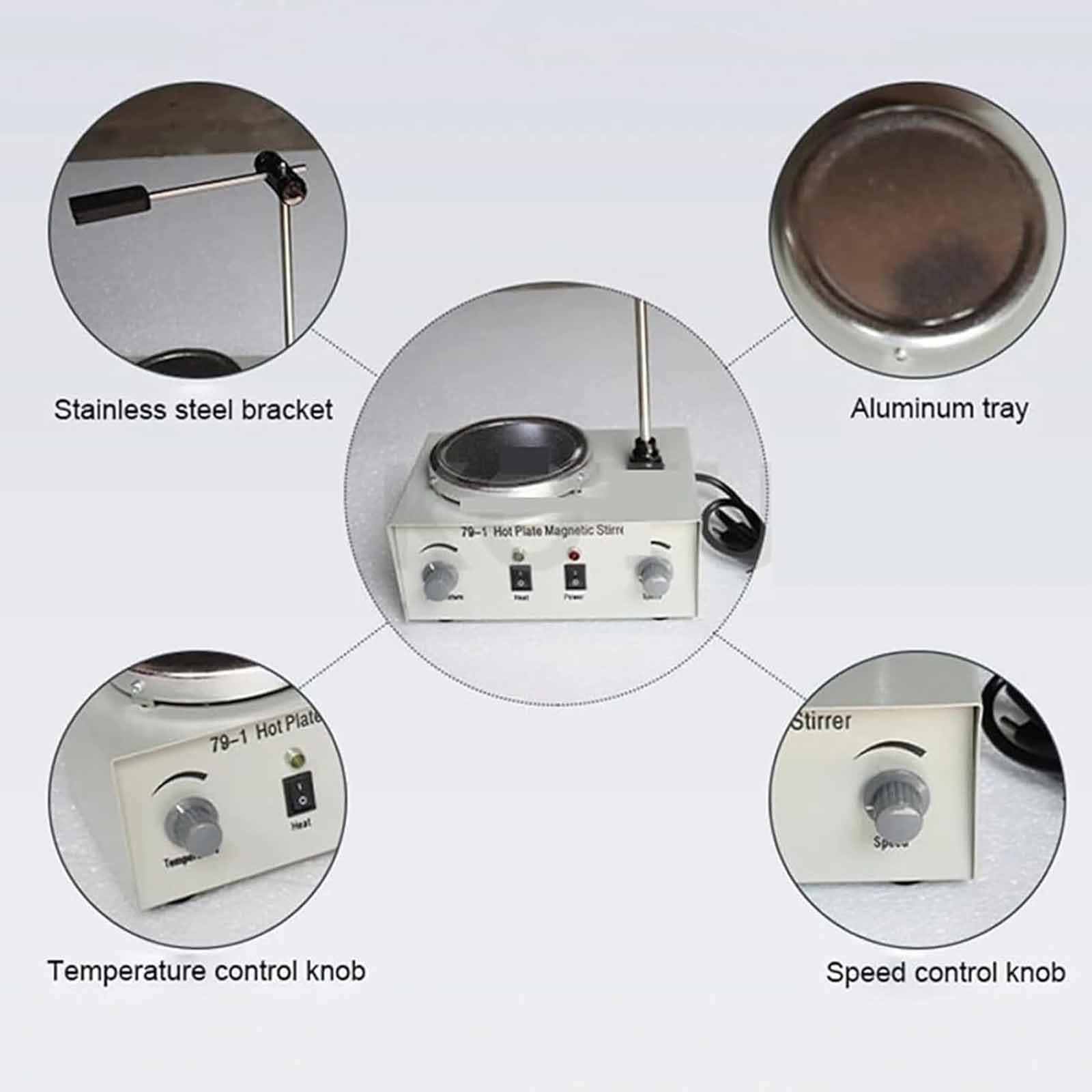 ERICAT Miscelatore a Doppio Controllo per Riscaldamento da Laboratorio da 1000 Ml, Agitatore Magnetico con Piastra Riscaldante con Potenza di Agitazione da 25 W, Intervallo 0-2400 Giri/min