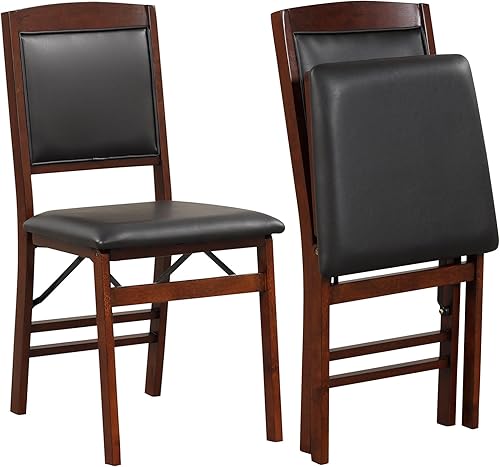 KOTEK Juego de 2 sillas de comedor plegables, sillas de cocina de madera con asiento y respaldo acolchados, sillas laterales plegables sin brazos