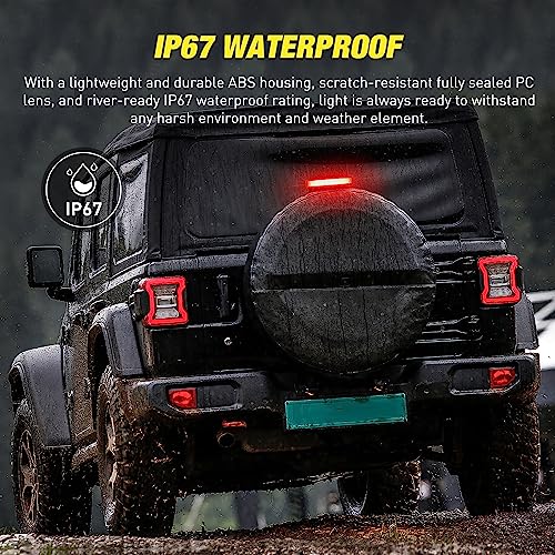 Image of Nilight Third Brake Light Tail High Mount Stop Lights Replacement for 2018-2026 Wrangler JL Accessories LED lamp with Smoked Lens Black Housing