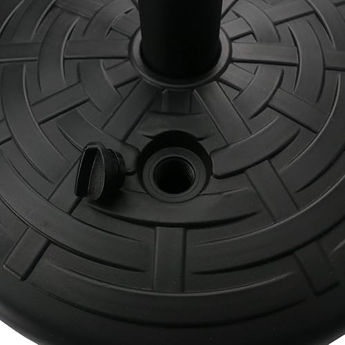 Miniatura 2 de SUNNYGLADE - Base para paraguas de barra central de 30 libras con diseño de ratán ancho con soporte para paraguas de acero relleno de agua (negro)