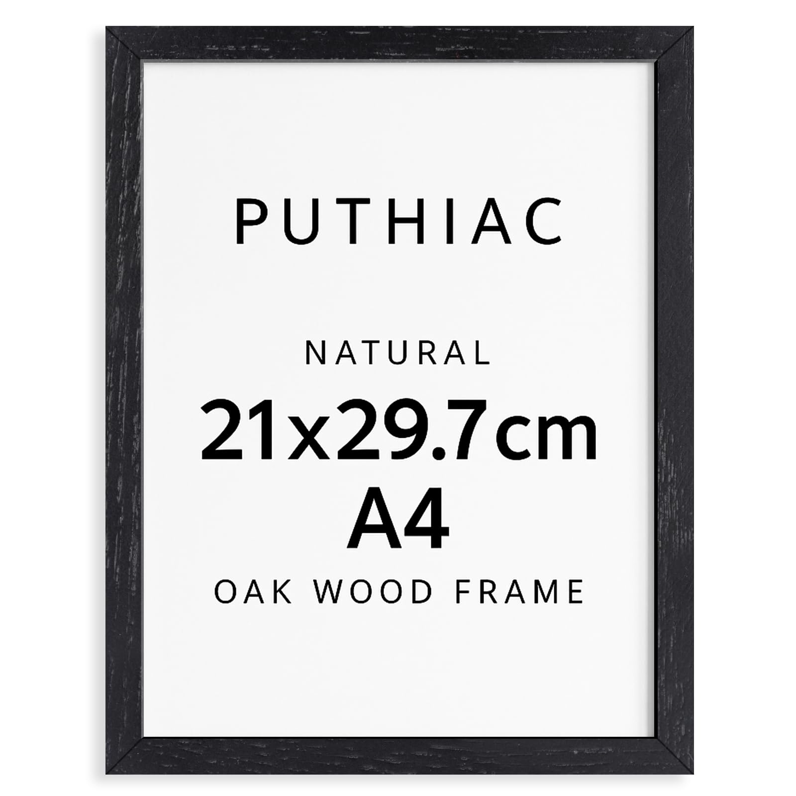 puthiac Bilderrahmen DIN A4 (21x29.7 cm) - Eichenholz Natur - Dünner Rahmen für Dokumente, Zertifikate, Fotos - Hochwertiger Echtholzrahmen, Schwarz