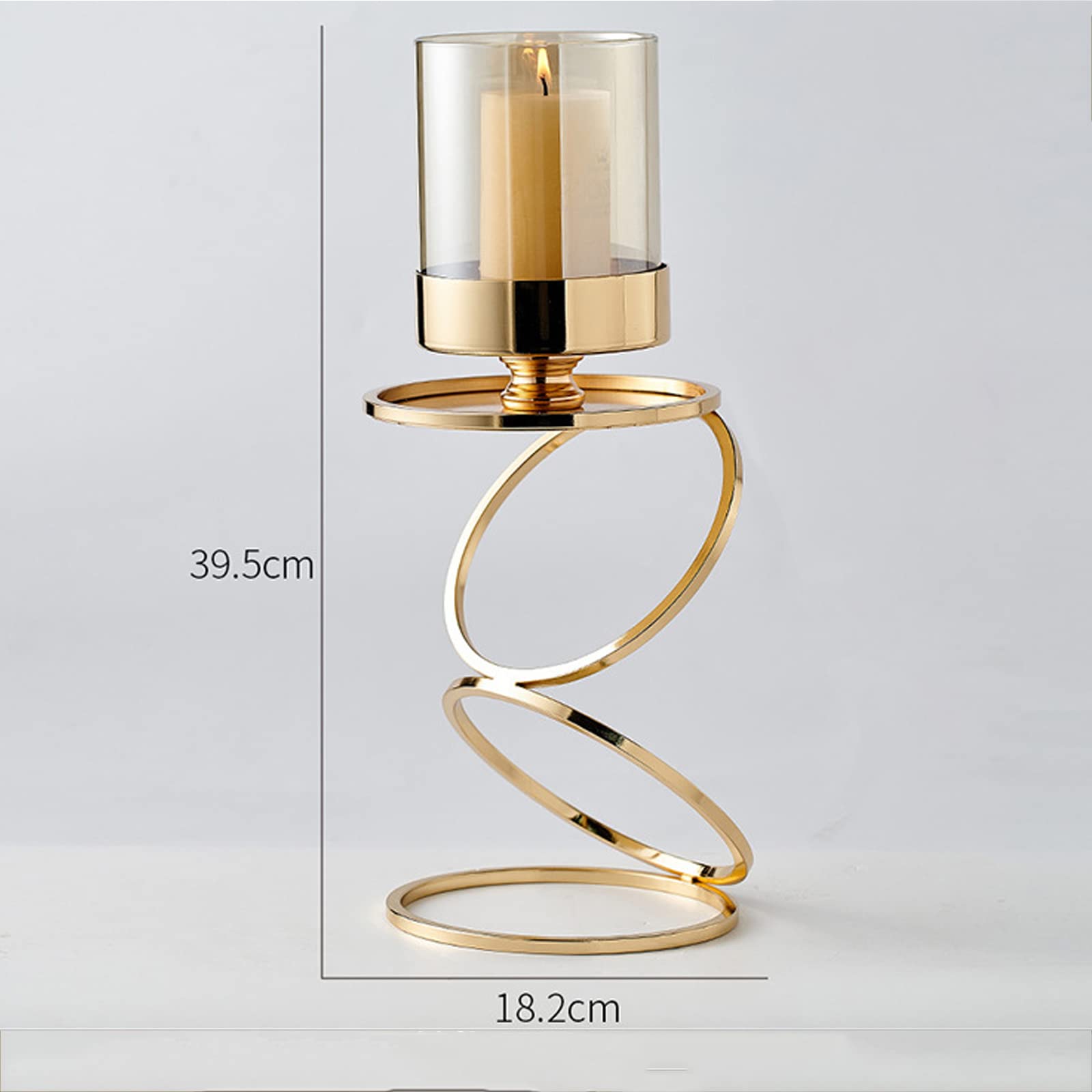 Supporto per Portacandele in Oro, Portacandele in Metallo E Vetro, Romantico Portacandele A Lume di Candela per La Festa di Compleanno di Natale di San Valentino,Height: 39.5cm