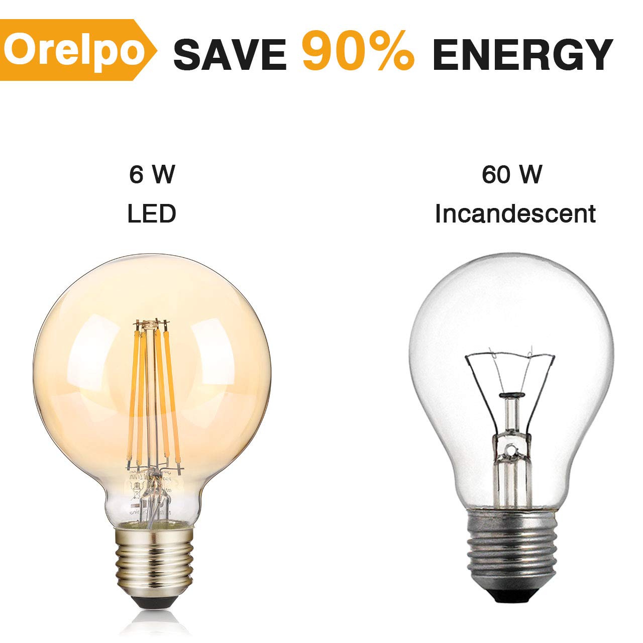 Edison Vintage Glühbirne, 6PCS G80 E27 LED Filament Retro Glühbirne, 6W 2700K Antike Nostalgie Beleuchtung Lampe Warmweiß, Ideal für Café Restaurant Bar Haus