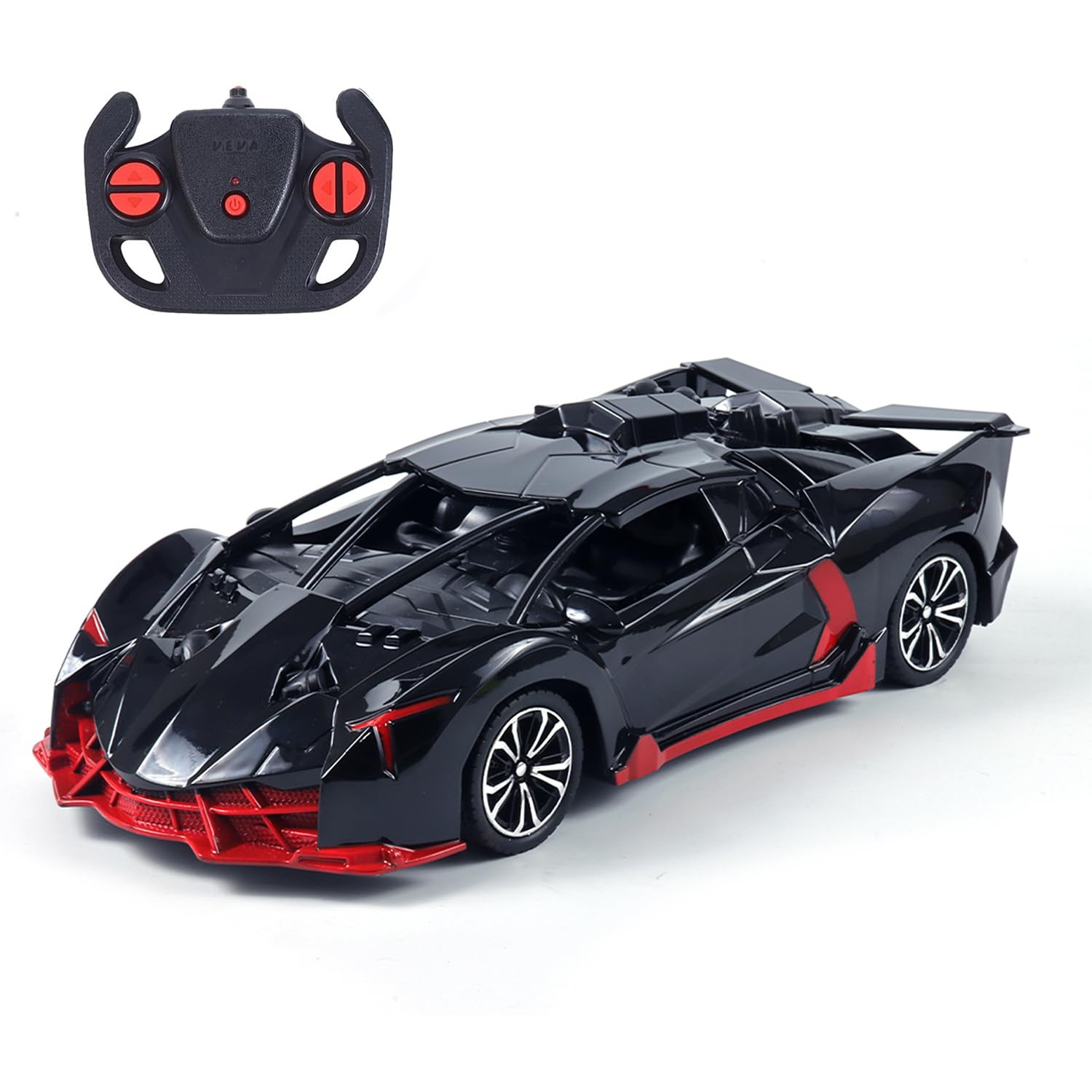 Amazon Brand - Jam & Honey Remote Control Car for Kids | High-Speed RC Car with Rechargeable Lithium Battery | Type-C Charging | LED Headlights | Black&Red-image-11