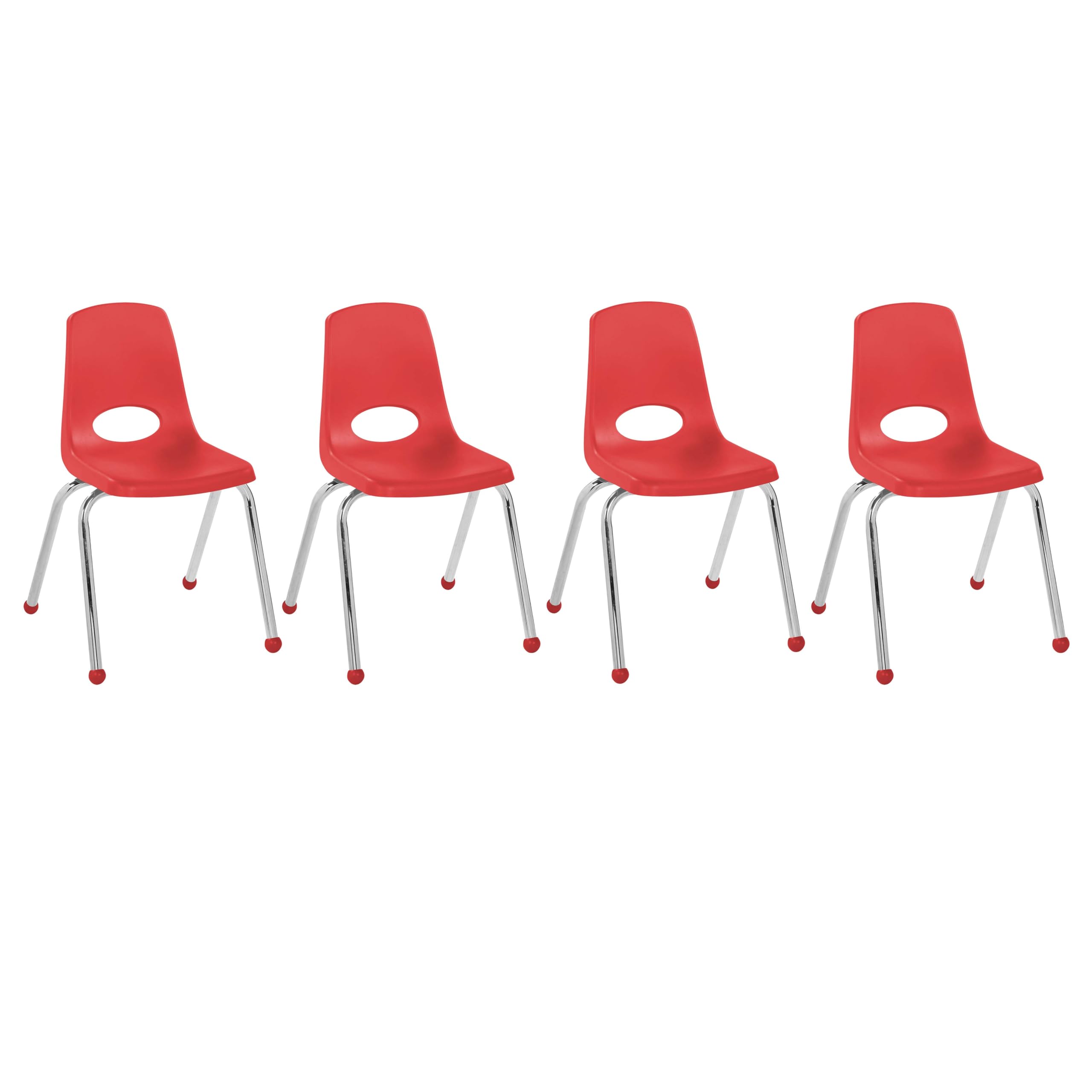FDP 16" School Stack Chair with Ball Glides, Red, 4-Pack, 10382-RD