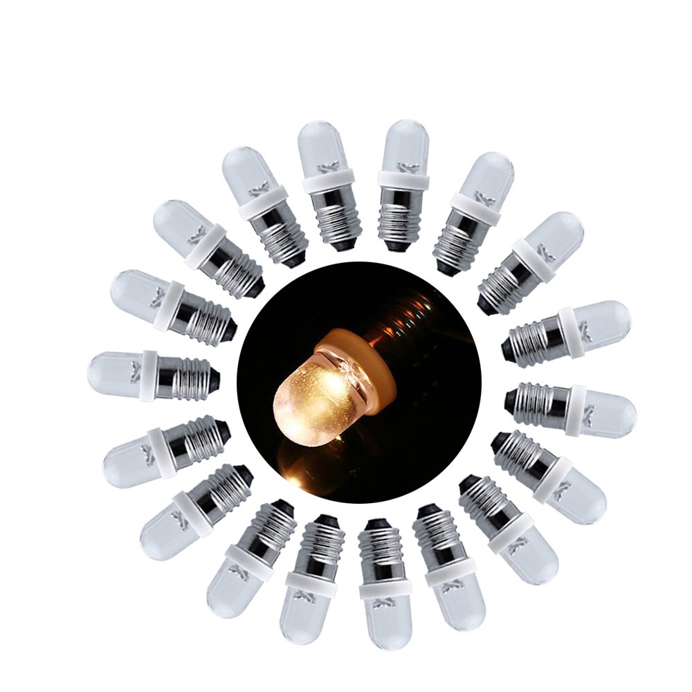 2 Ampoules LED Miniatures E10 3V/0.12A – Lumière Blanc Chaud – Pour Maquettes, Décoration, Jouets