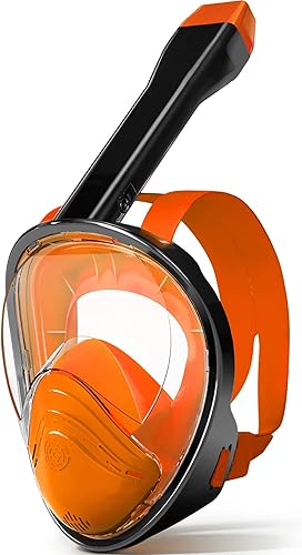 Relity Full Face Snorkel Mask with Upgraded Breathing System, Foldable 180 Panoramic View Anti-Leak Anti-Fog Snorkeling Gear for Adults with Detacha