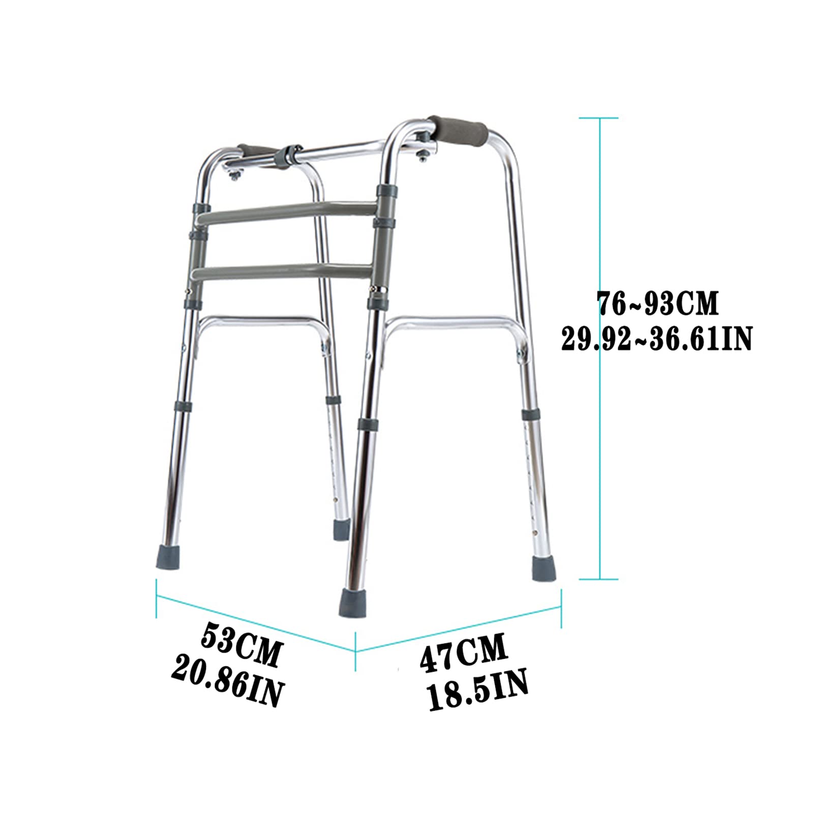 Supporto in Piedi Due modalità di utilizzo Telaio in Lega di Alluminio Leggero e Pieghevole 8 Livelli di Regolazione dell'altezza Deambulatore Senza Ruote