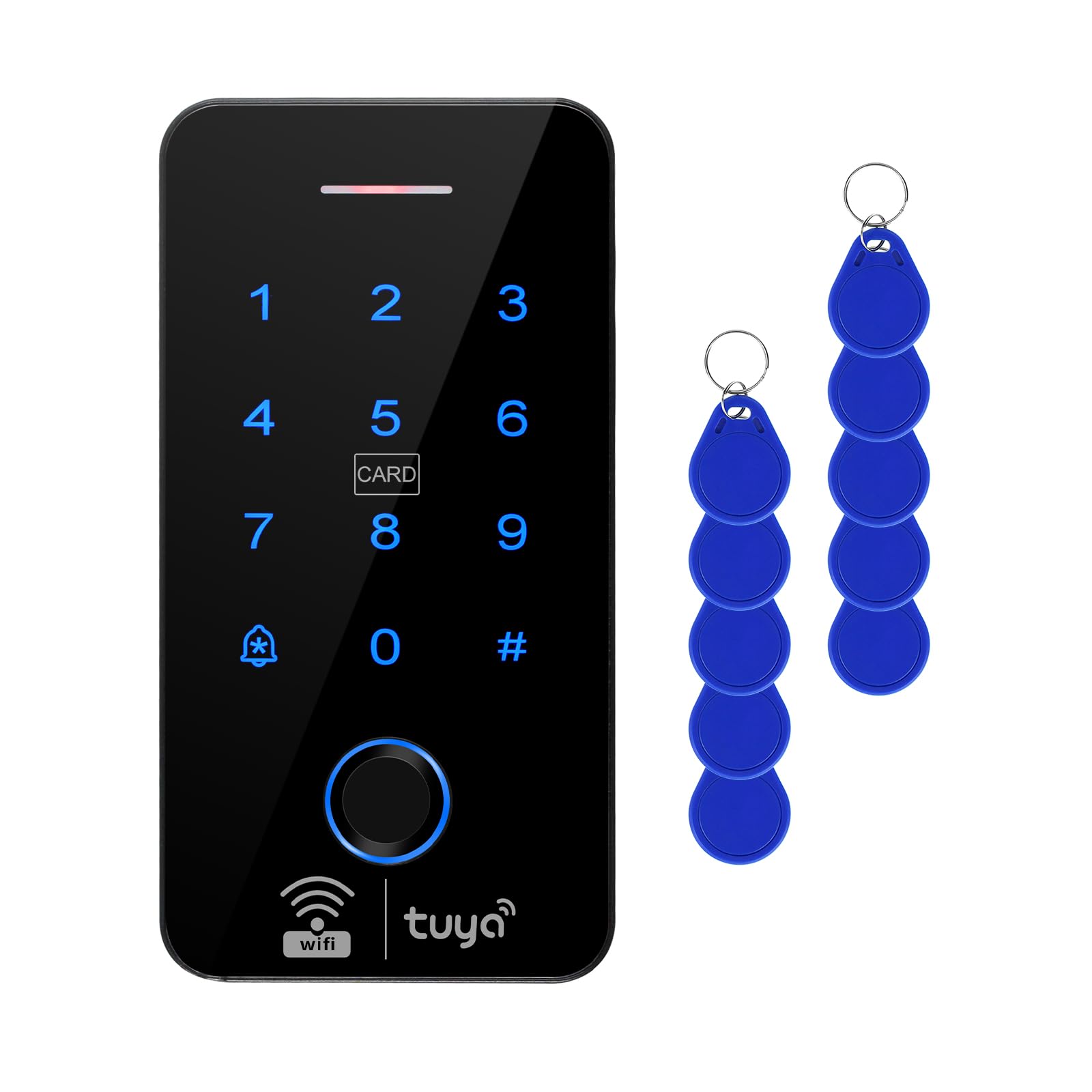 Tuya Kit de clavier RFID à empreintes digitales WiFi avec 10 porte-clés IC 13,56 MHz – contrôleur uniquement, sans verrouillage/alimentation – pour mises à niveau du système (ic)