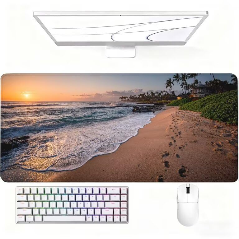 Podkładka pod mysz do gier plaża duża podkładka pod mysz 1200 x 600 x 3 mm podkładka pod mysz wschód słońca gładka powierzchnia antypoślizgowa gumowa podstawa pod ręką biurko akcesoria do gier dla