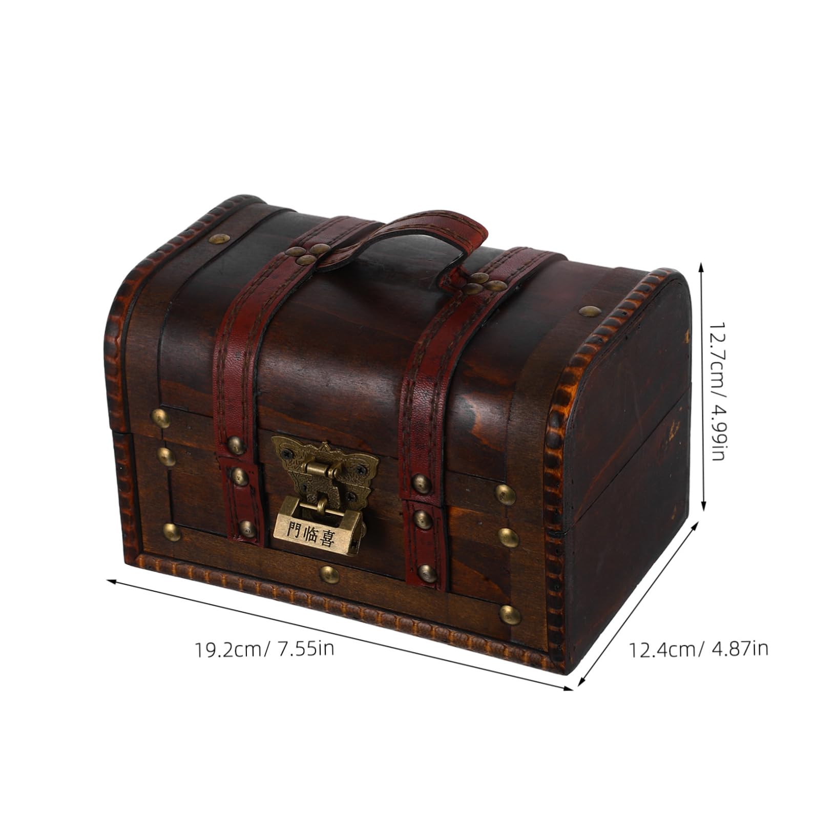 Cabilock Antique Stash Organizer with Lock Decorative Keepsake Case for Home Decor Rustic Storage Dark Brown