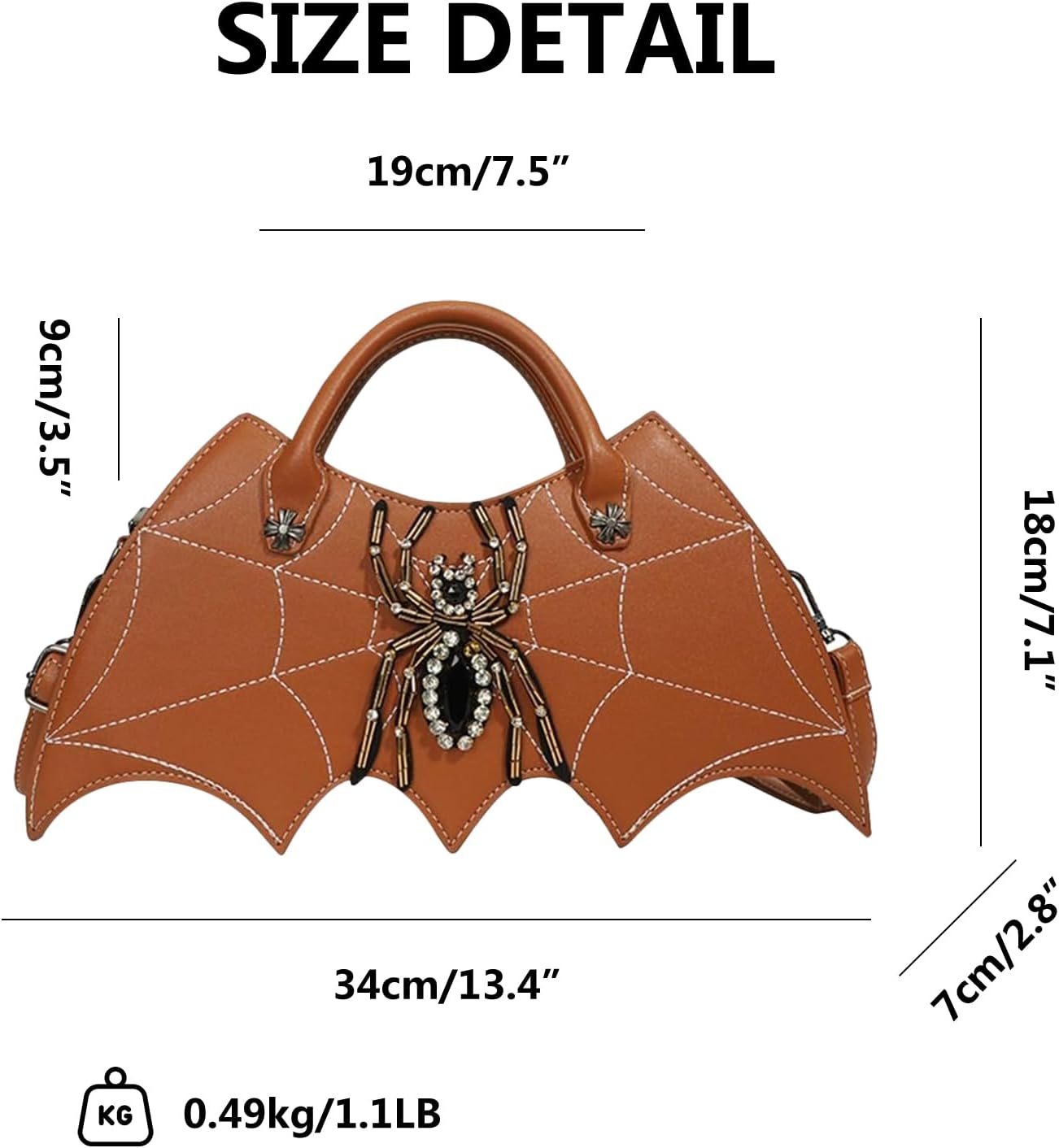 Women Spider Web Purse Novelty Bat Wing Shoulder Bag Unique Halloween Crossbody Bag PU Leather Horror Goth Handbag