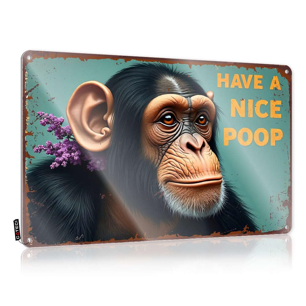 Funny Tin Signs Vintage Have A Nice Poop Sign With Monkey Tin Sign Decaor Sign Tin Signs(30X40CM)