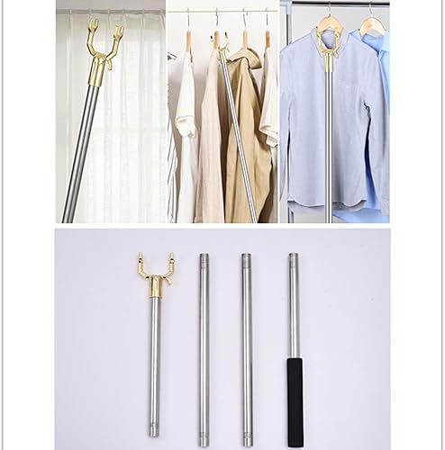 Miniatura 4 de Varilla de gancho ajustable extendida de 59 pulgadas con práctico gancho para percha, gancho de ropa de brazo alto, barra de apertura de ventana,