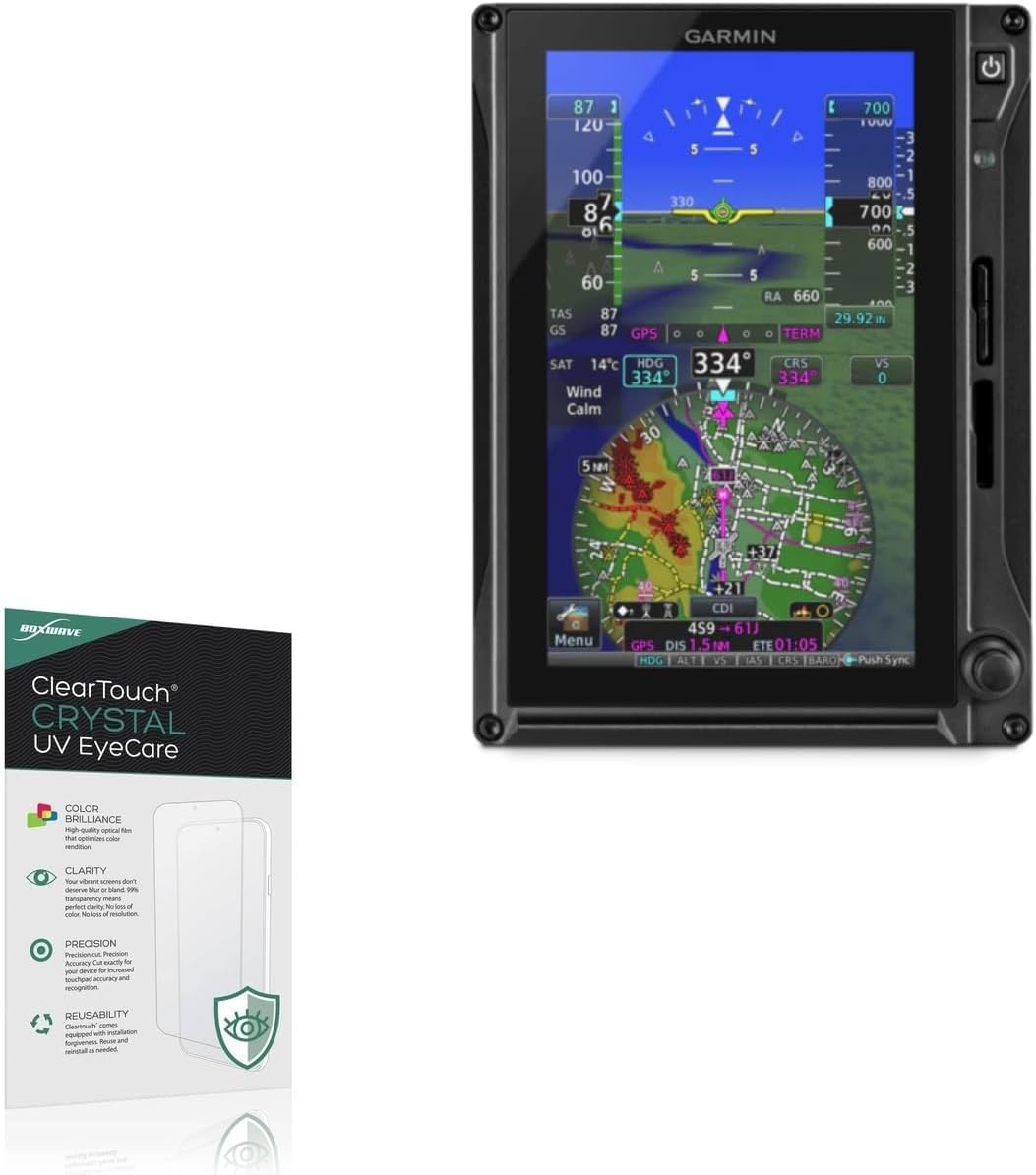 BoxWave Screen Protector Compatible with Garmin G500H TXi (7 in) - ClearTouch Crystal Anti-UV EyeCare (2-Pack), Filters Out Harmful Blue Light Reduce Fatigue