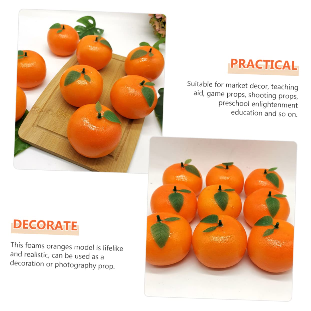 Gatuida 3 Sätze Künstliche Orange Orangen Wohnkultur Orangefarbenes Party Künstliche Früchte Schaufensterdekoration Falsches Obstdekor Simulation Orangen Schaum 6 Stück * 3