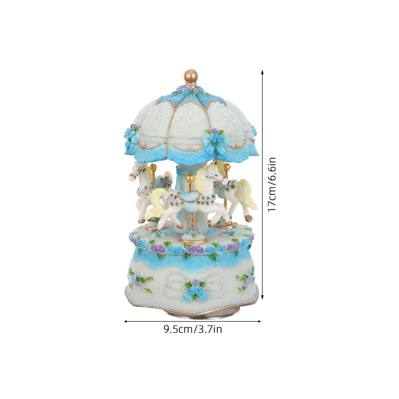 GLEAVI Boîte à Musique Carrousel Rotatif avec Chevaux Figurines et LED Lumière Colorée Cadeau pour Garçon Fille Anniversaire Fête de Noël sans Piles
