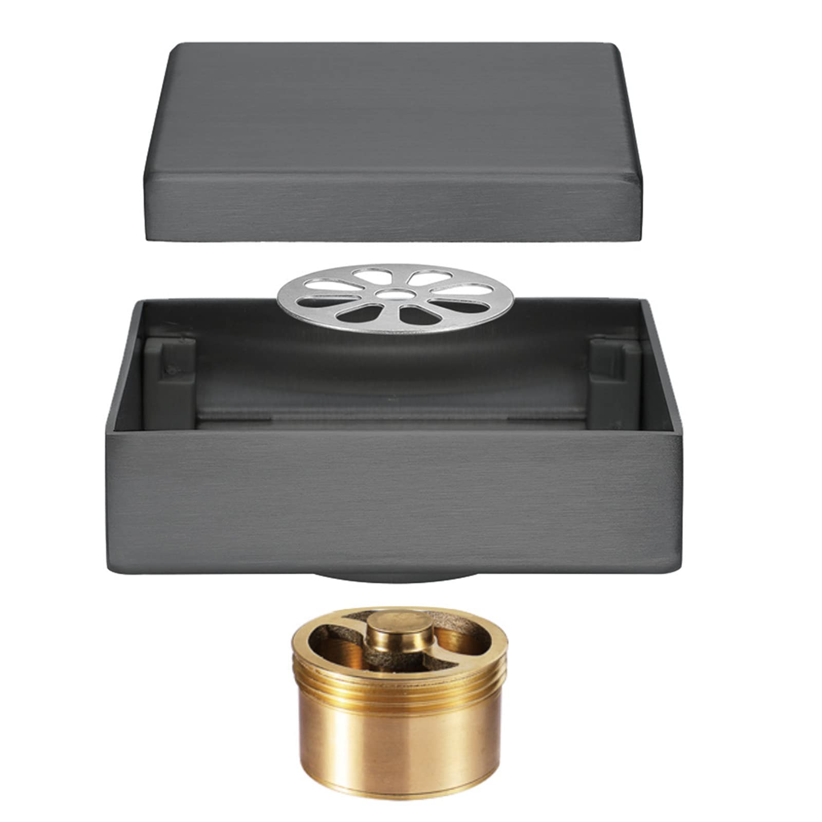 Bonde de douche anti-odeur et anti-cheveux en inox 304 pour évacuation plane